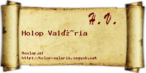 Holop Valéria névjegykártya