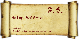 Holop Valéria névjegykártya